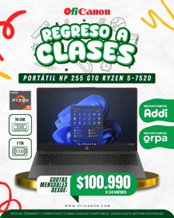 PORTATIL HP 255 G10 RYZEN 5-7520U/RAM 16GB/SSD 1TB