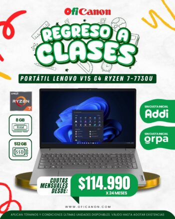 PORTATIL LENOVO V15 G4 ABP PROCESADOR AMD RYZEN 7 7730U / RAM DDR4 8GB/SSD 512B/15.6"