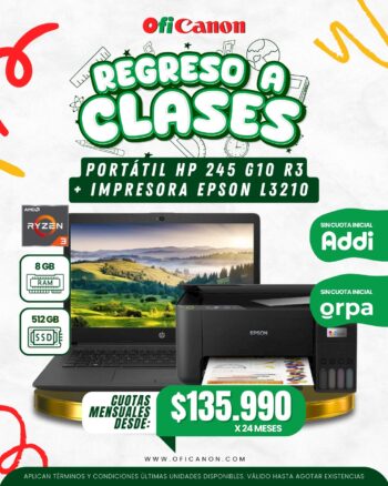 PORTATIL HP 245 G10 R3 8GB 512GB + IMPRESORA EPSON MULTIFUNCIONAL L3210