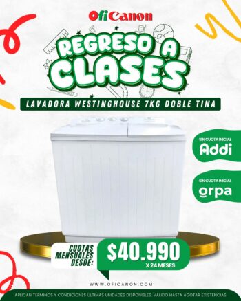 LAVADORA WESTINGHOUSE 7 KILOS REF WWTB07M6MUWW