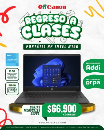 PORTATIL HP 250RT G9 PROCESADOR INTEL N150 4 NÚCLEOS